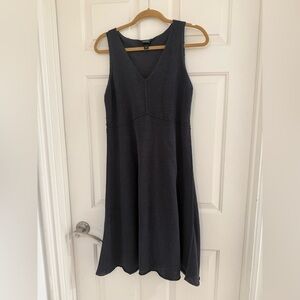 Eileen Fisher 100% Linen sleeveless V Neck A-line Dress minimalist classic